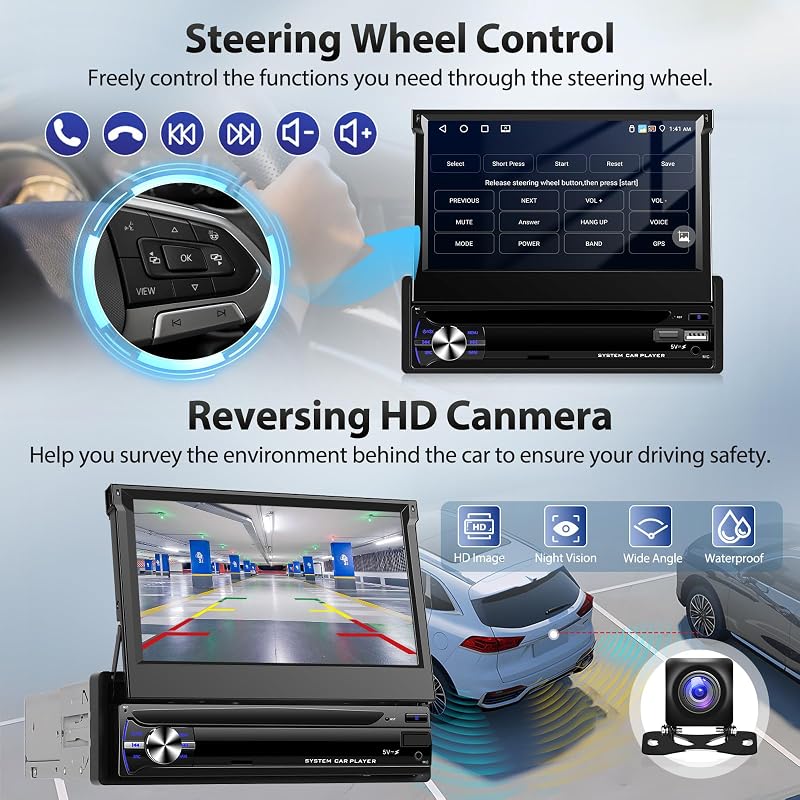 Motorsi 1 DIN Autórádió CarPlay Android DAB GPS 7" IPS Érintőkijelző Bluetooth