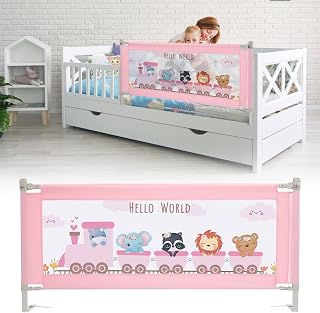 FITNATE Toddler Bed Rails, Guardian 39"-51" Extendable Bed Guard Rail for Toddlers, Side Bed Rails for Twin/Queen/King Size Bed, Pink