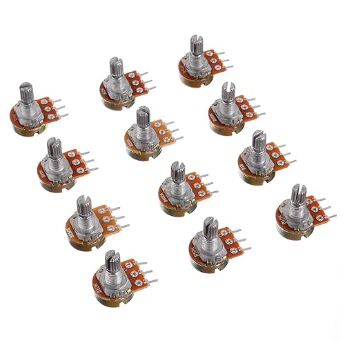 Miniatura 4 de BOJACK 10 valores 12 piezas B1K-B1M Ohm eje moleteado 3 terminales Potenciómetro rotatorio cónico lineal (WH148) Película de carbono de una sola