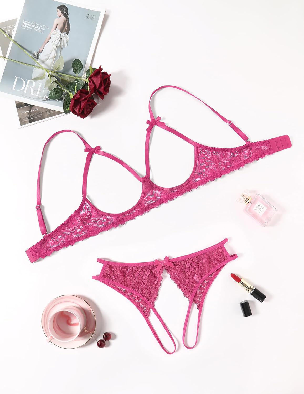 Avidlove Women's Exotic Lingerie Sets Naughty 2 Pieces Bra Panty Set Sexy Cutout Lace Lingerie - Image 2