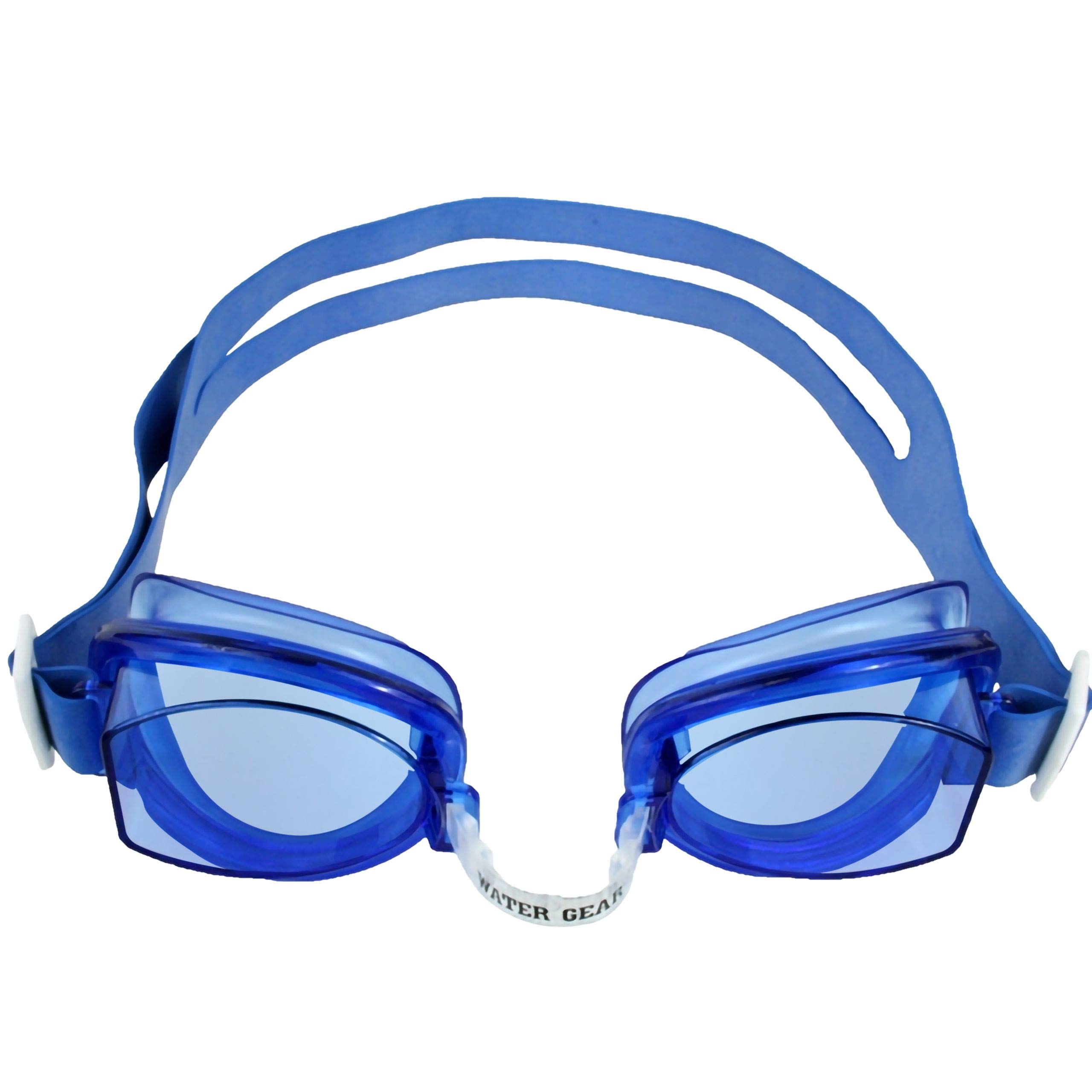 Water Gear No-Leak Anti-Fog Swim Goggles - Adjustable Durable Split Headband and Nose Strap - with UV Protection