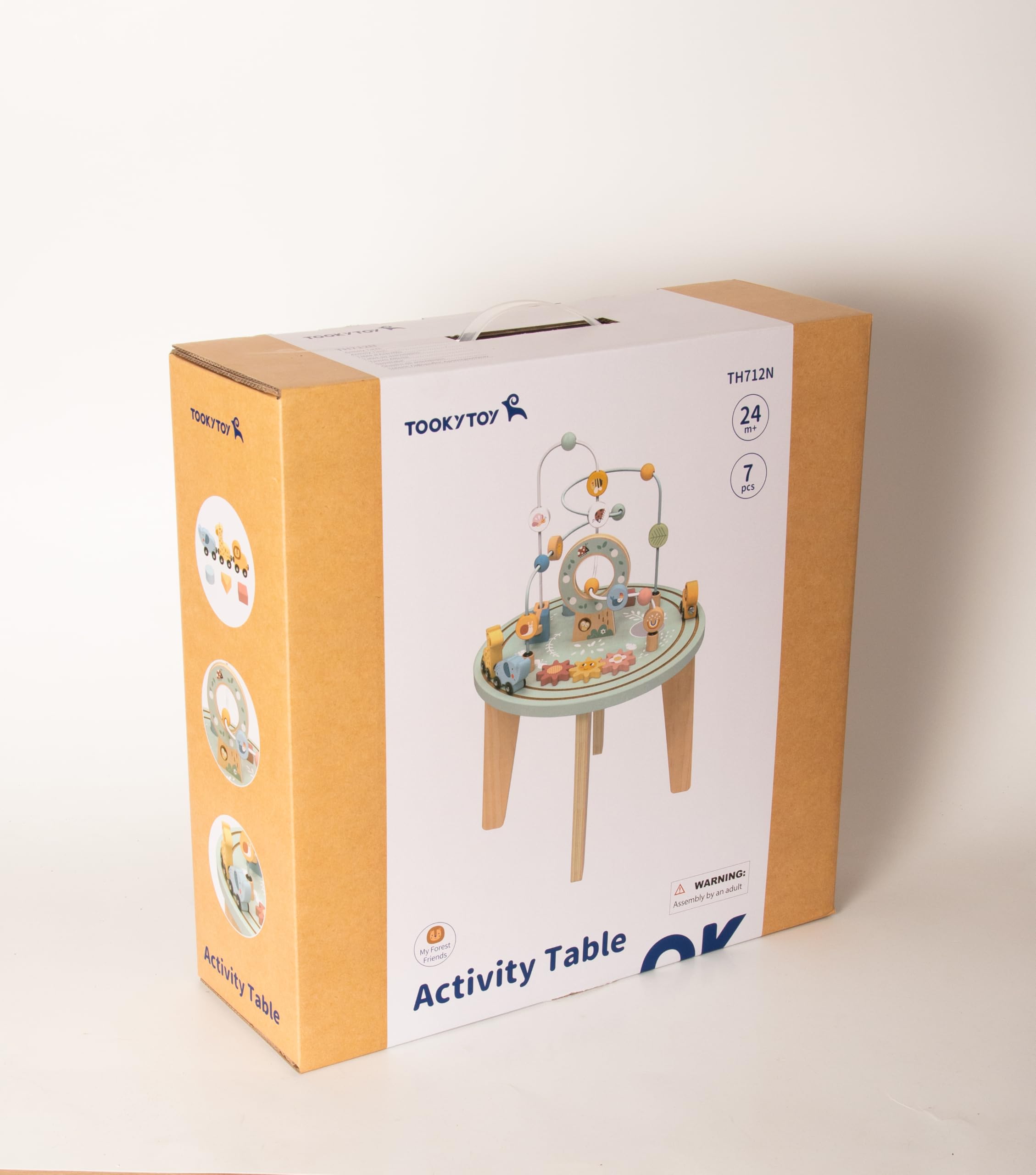 Tooky Toy Table d’activités avec Circuit de Train en Bois FSC - Table de Jeu avec Labyrinthe de Perles, Jouet Montessori éducatif, développe motricité & cognitif, Cadeau dès 2 Ans