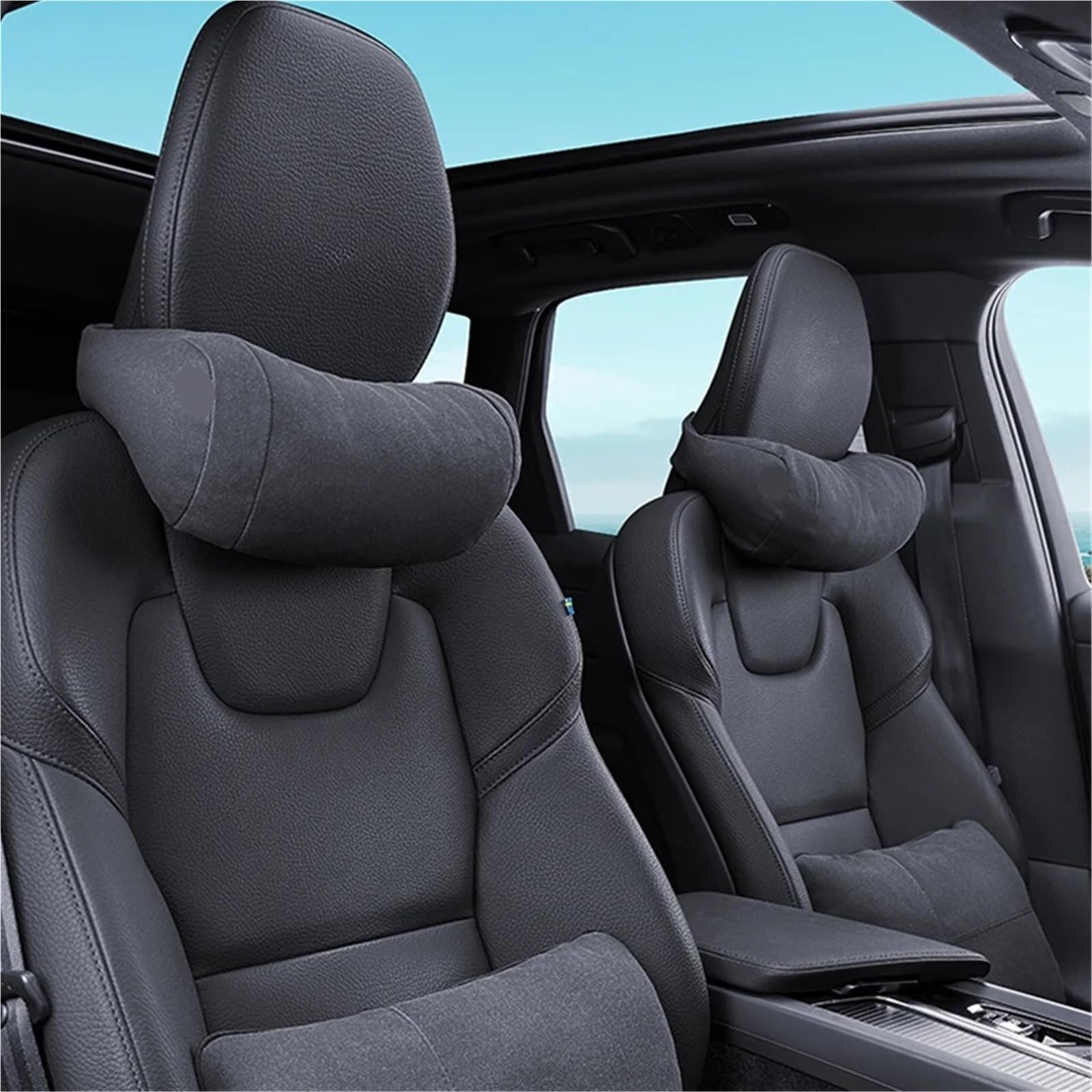 Car Pillow Driving Seat Cuscino per poggiatesta in pelle scamosciata per auto, in cotone con memoria, per interni auto, adatto per Volvo XC60 XC90 S60 S90 V60 V90 XC40 C40(Brown-2pcs)