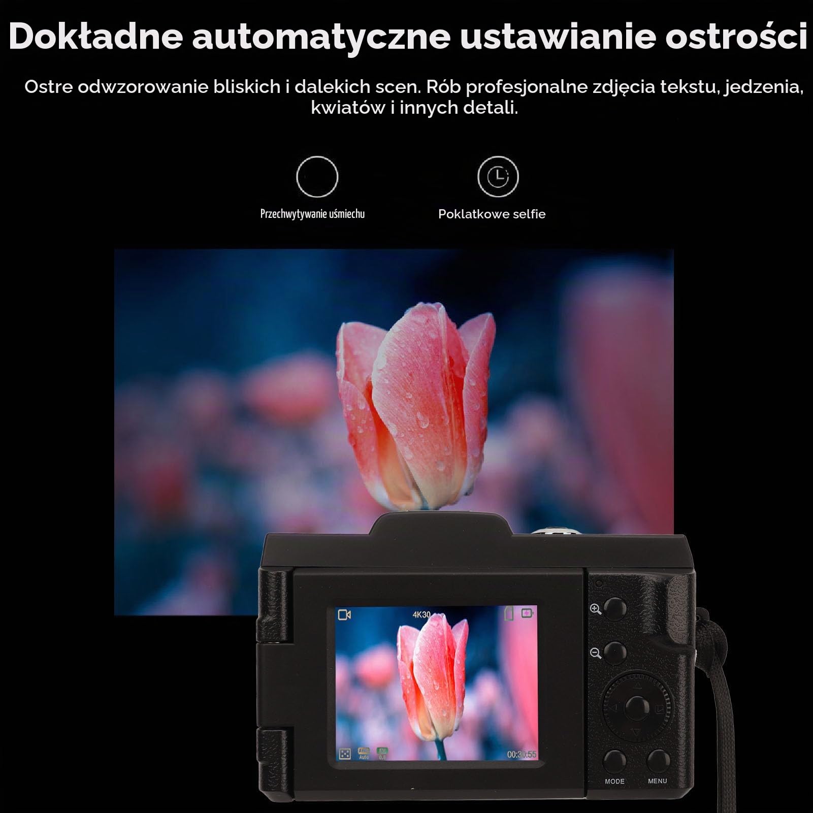 Aparat Cyfrowy, Inteligentny Aparat Cyfrowy 16 MP 1080 P HD Mikro Lustrzanka Cyfrowa do Fotografii, Wieloosiowy Stabilizator Obrazu, Wyświetlacz HD o Przekątnej 2,4 Cala,