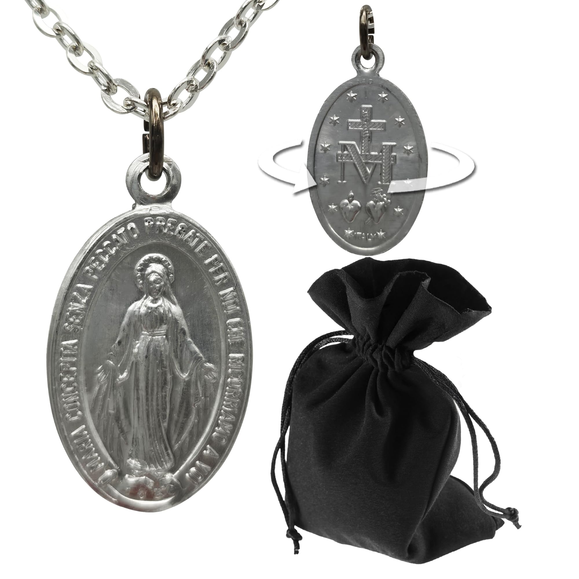 Medaille van de Maagd Maria in zilver. 15 mm
