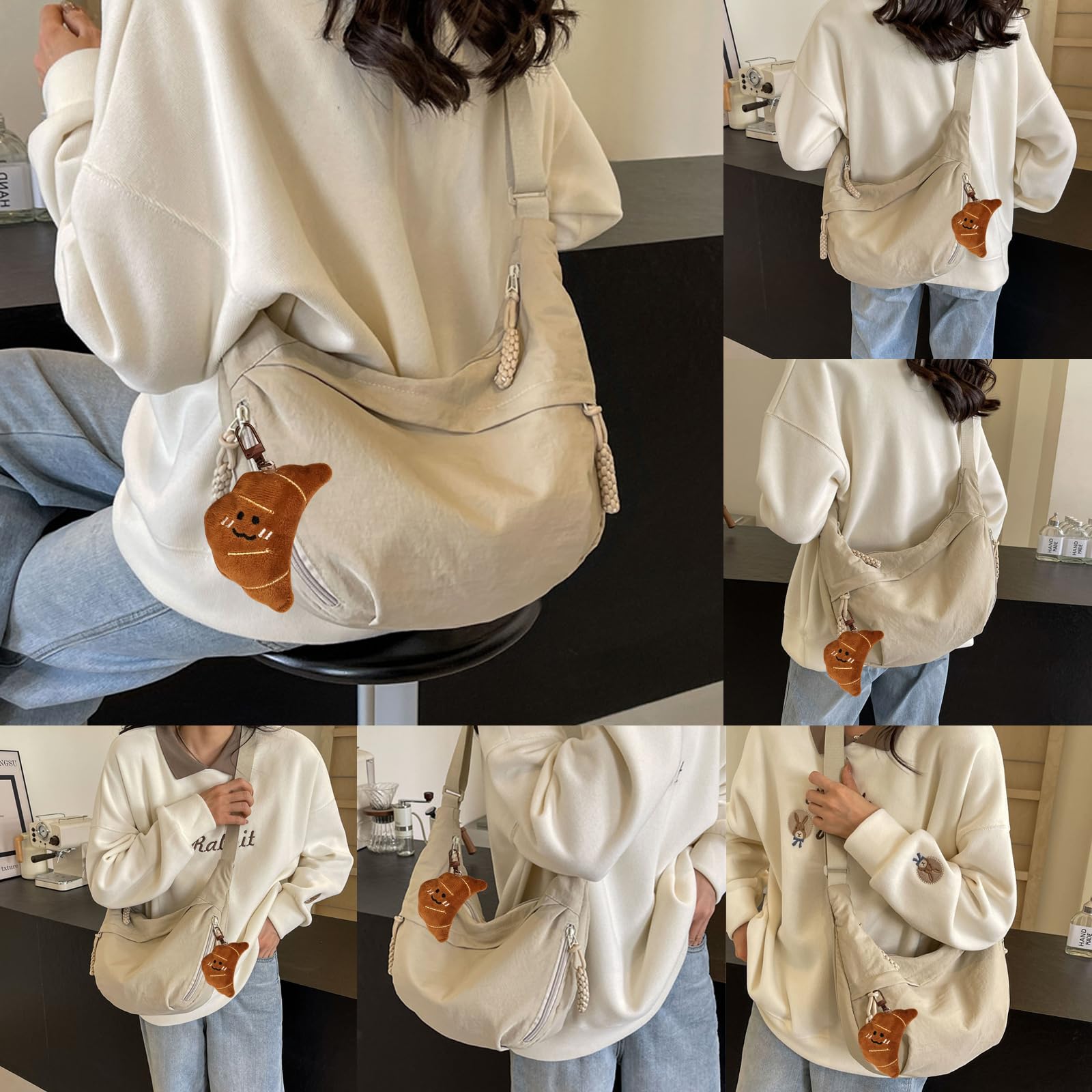 TYXHXTF Bolso de Media Luna para Mujer, Bandolera con Correa de Hombro Ajustable, para Viaje, Compras, Escuela, Oficina