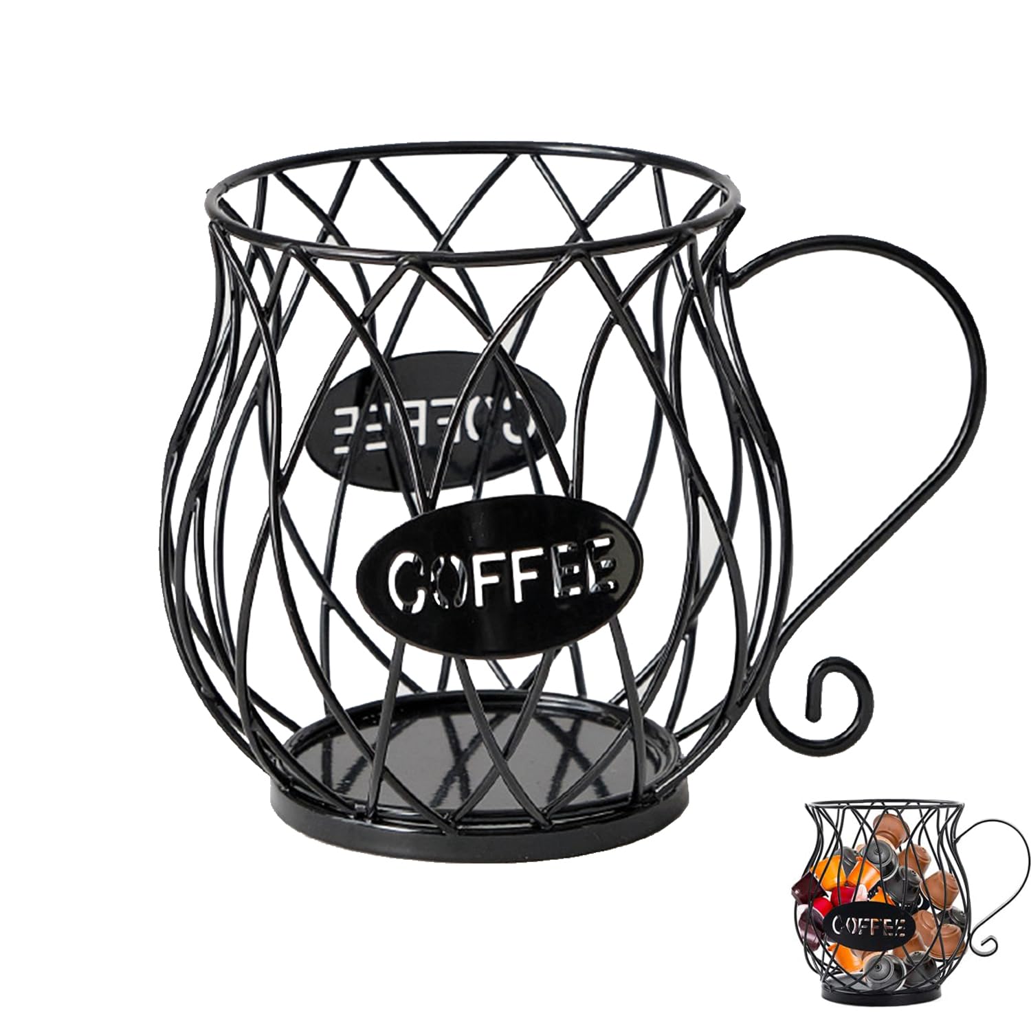 Cestello portaoggetti per Caffè, Cestello porta Capsule Caffè, porta Capsule Caffè, porta Cialde da Caffè, Adatto per Casa, pub, Caffè, Banconi Cestello per Capsule di Caffè (Nero)