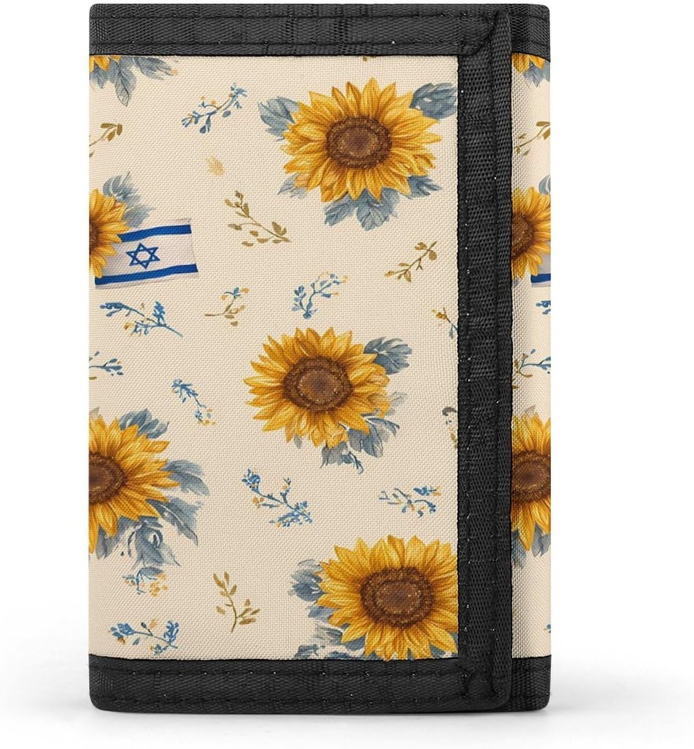 Sunflowers Israeli1 Flag Trifold Slim Wallet Front Pocket With Money Clip And ID Credit Card Slots For Travel Work