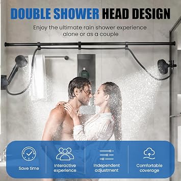 Dual Shower Head System with Adjustable Sliding Bar, Chrome Finish, Fixed and Hand Held Shower Head