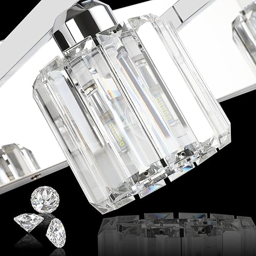 Miniatura 7 de Aipsun Lámpara de tocador de cristal moderna para baño, lámpara de pared sobre espejo, 3 luces (no incluye bombilla)