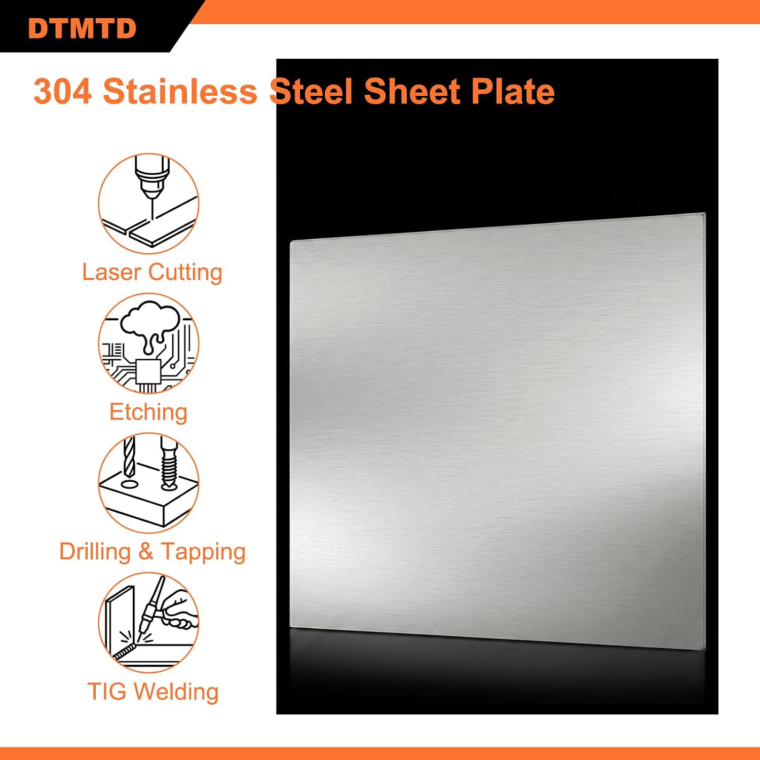 1 PCS 304 Stainless Steel Square Plate 3mm 100x100mm | Brushed 304 Stainless Steel, 3mm Thick 4x4 Inch Metal Sheet for Machine Base, Workbench Top, Magnetic Board, and DIY Crafting