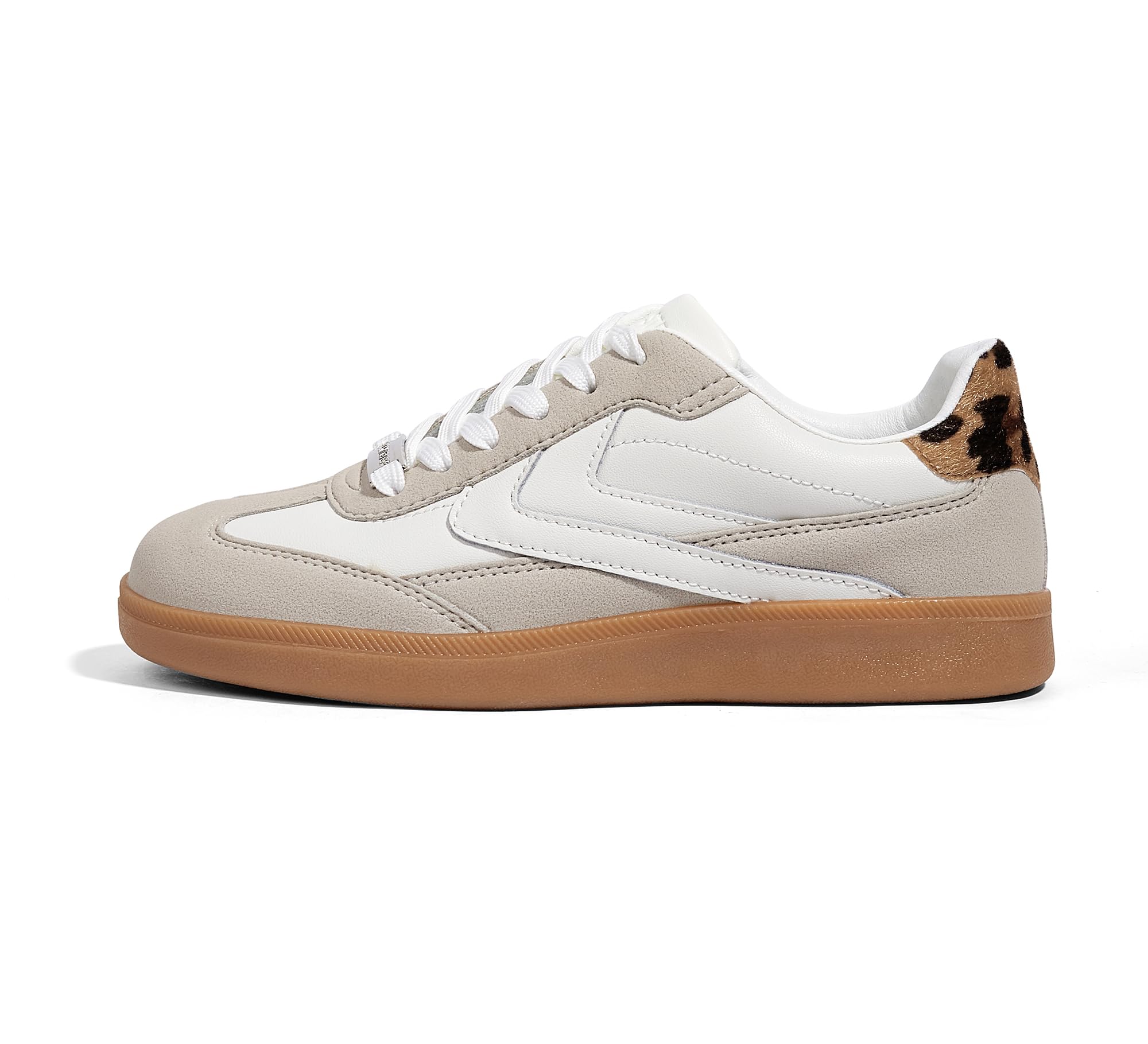 LUCKY STEP Women Retro Sneakers Fashion Classic Gum Sole Tennis Skate Shoes Casual Trendy Walking Trainer Anti Slip Flat Low-Top Footwear