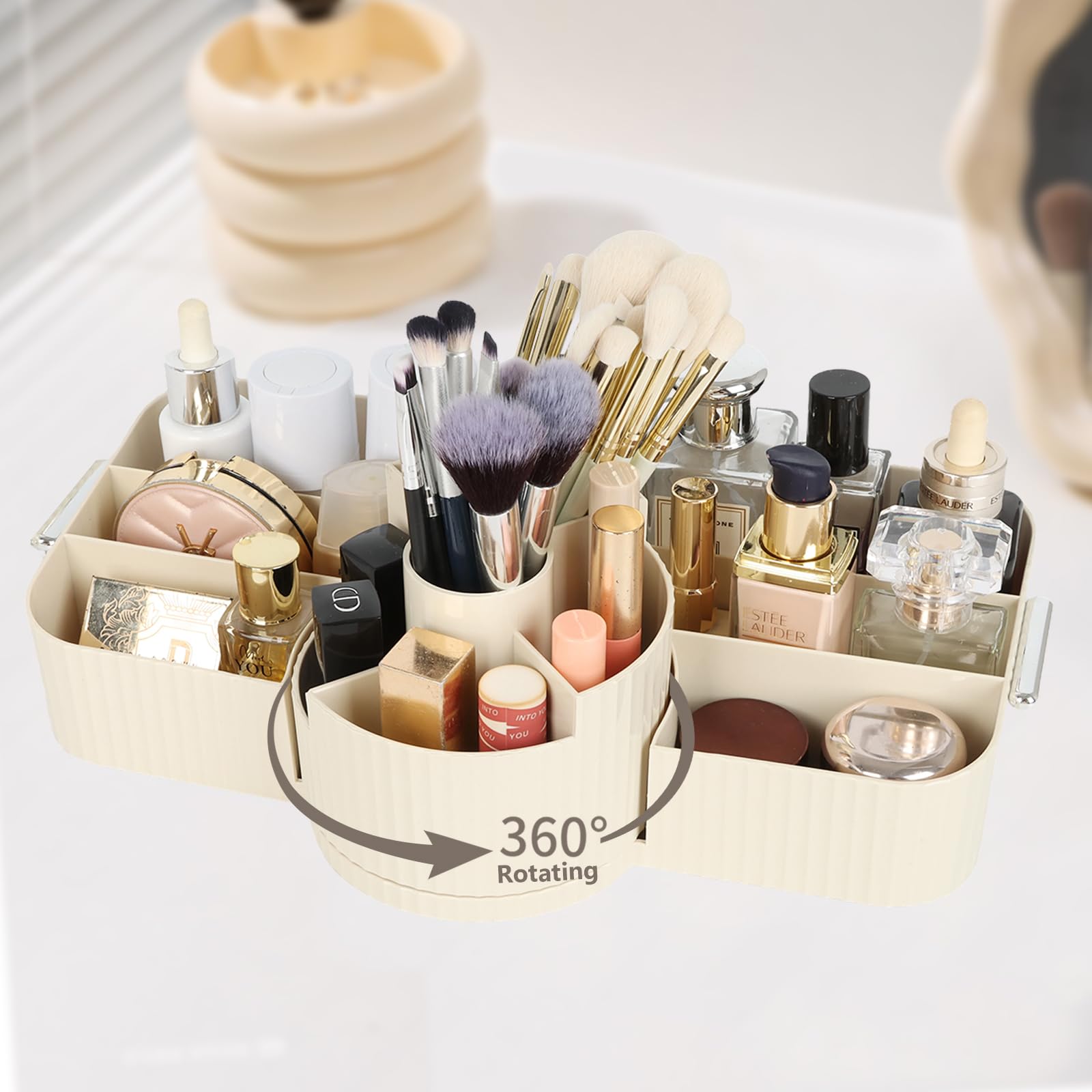Organisateur Maquillage Rotatif 360° 3 Couches Transparent - Rangement Parfum Et Cosmétiques Multifonction