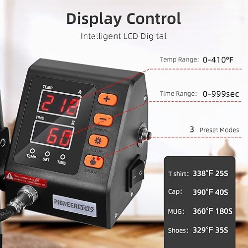 Miniatura 6 de Máquina de prensa de calor de 12 x 15 pulgadas, máquina de prensado digital de camisetas con giro de 360, 11 en 1, combo de sublimación de