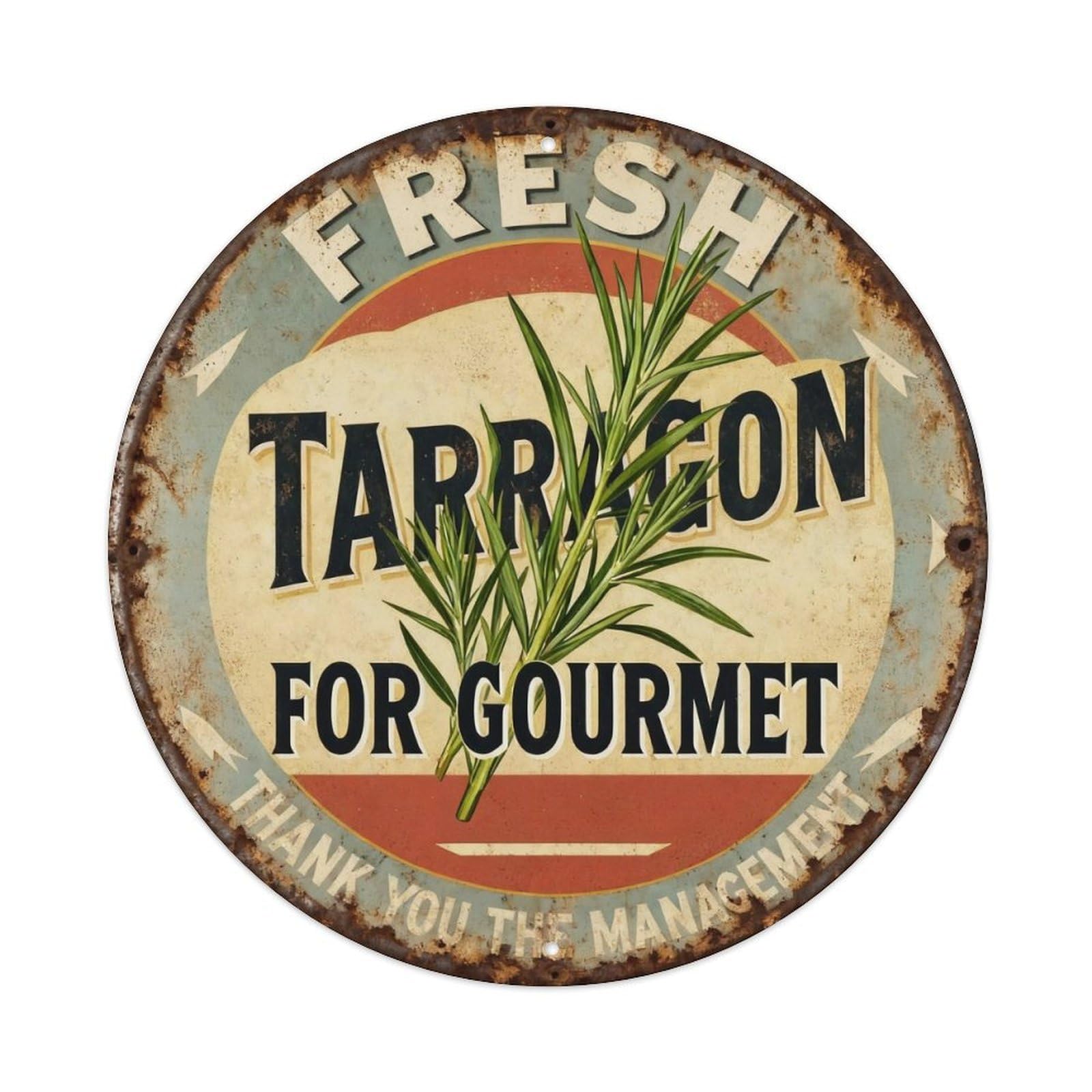 Fresh Tarragon for Gourmet Metal Tin Sign Plaque