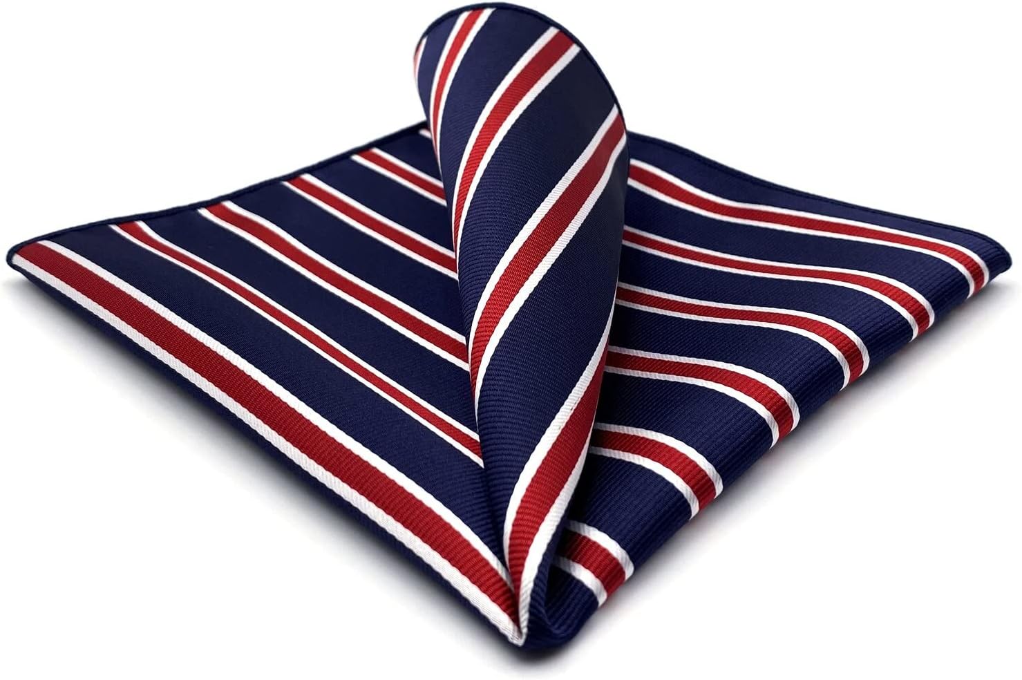 S&W SHLAX&WING Striped Pocket Square for Mens Suit Jacket Blue and Red