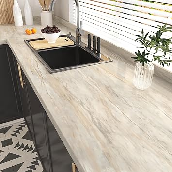 Wallercity Light Wood Oak Contact Paper for Counter Tops Beige Wood Grain Self Adhesive Wallpaper for Bathroom Peel and Stick Countertops Vinyl Wrap Kitchen Wall Paper for Cabinets Table 15.8x78.7