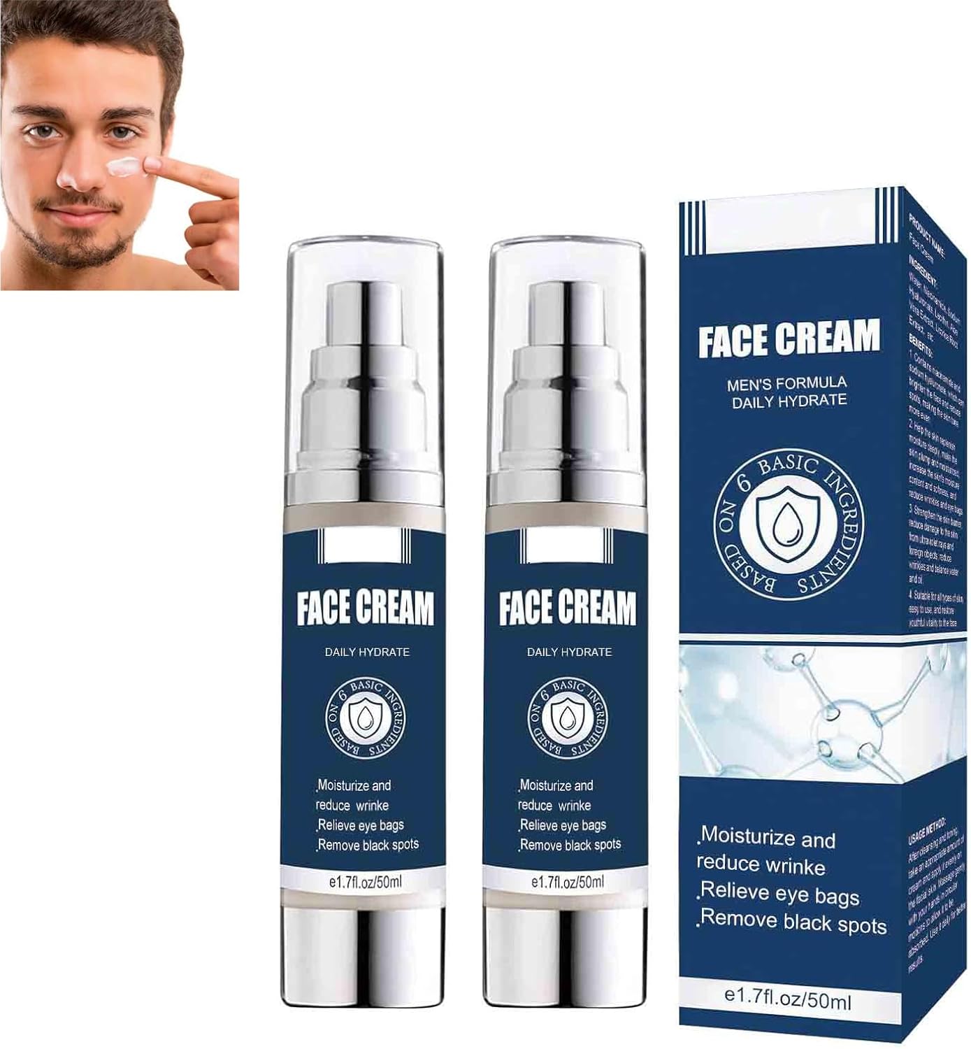 6 in 1 Particle Face Cream for Men Eye Bags, Men's Face Cream