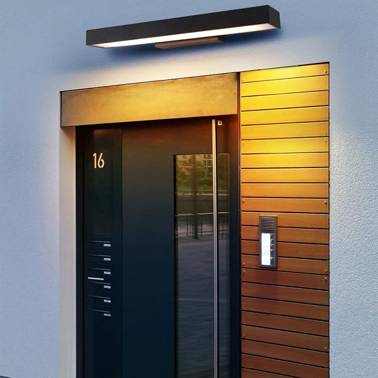 Black Stainless Steel Waterproof Wall Light Outdoor Modern Porch Wall Lamp Super Bright Patio Wall Sconces Entryway Wall Mounted Lighting Fixture for Balcony Villa Garage Wall Sconce