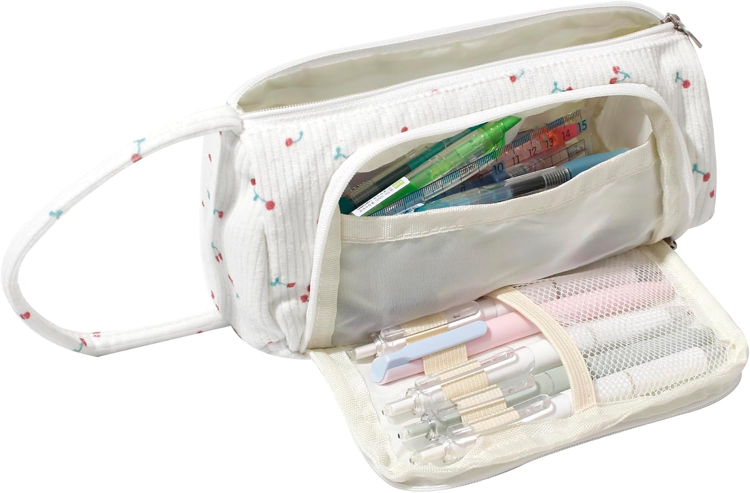 Large Pencil Case Pouch School Supplies Aesthetic Stationery Pen Bag for Girls Kids ,D Cherry
