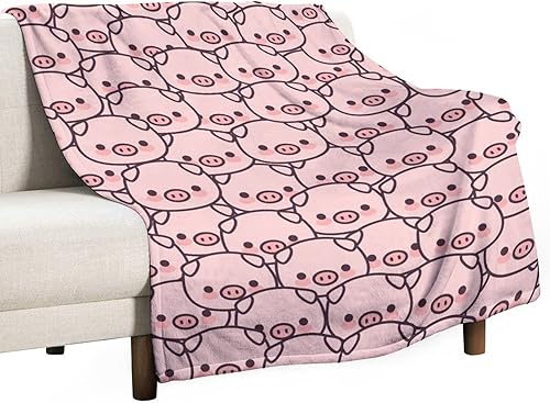 Miniatura 6 de Manta de cerdo para regalo, manta de franela polar de 40 x 50 pulgadas, suave para niñas, niños y adultos, ligera, cómoda, cálida manta temática de