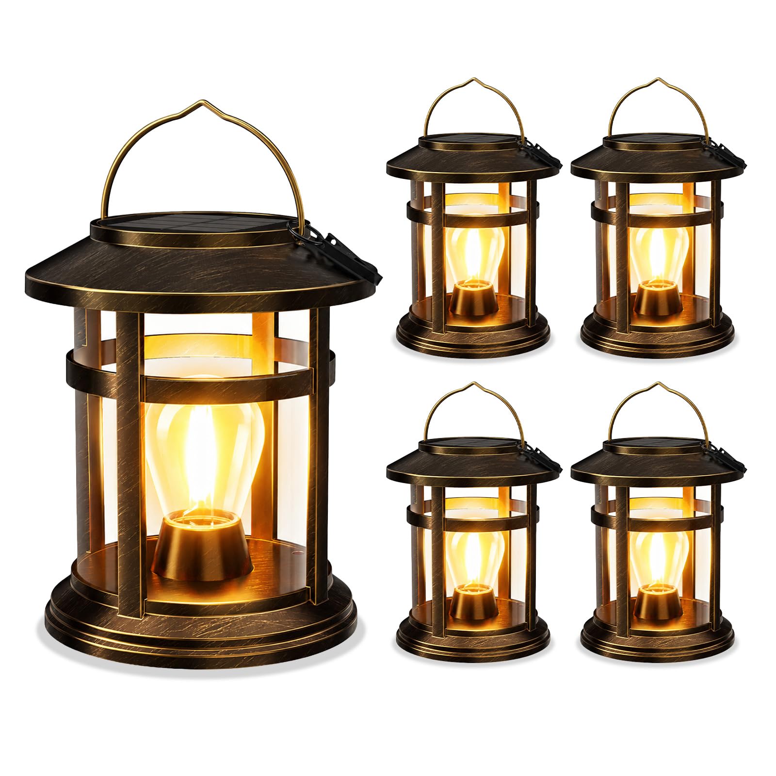 Photo 1 of Solar Lantern Outdoor Waterproof, 4 Pack Bright Hanging Solar Lights for Outside Decorative, Upgraded Solar Powered Lanterns LED Lighting for Garden Patio Porch Decor Gifts (Antique Copper)