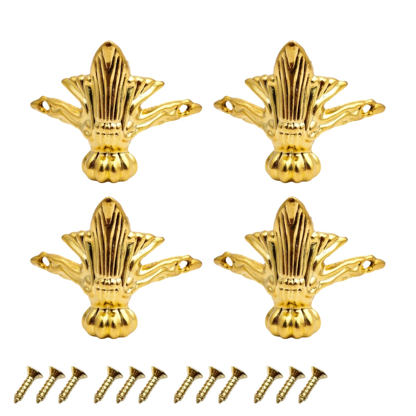 Alloneslife D Corner Mount Box Feet Zinc Alloy Hardware 4 Piece Set With Screws For Wooden Box Repair An Jewelry Case Ecorative Feet Corner Hardware Jewelry Wooden Repair Zinc Alloy Legs Restoration Screw