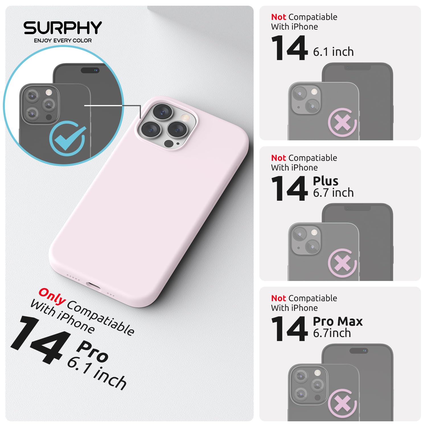 SURPHY 4-in-1 Set Für IPhone 14 Pro Max – Silikonhülle Mit MagSafe, 2x Displayschutz & Kameraschutz