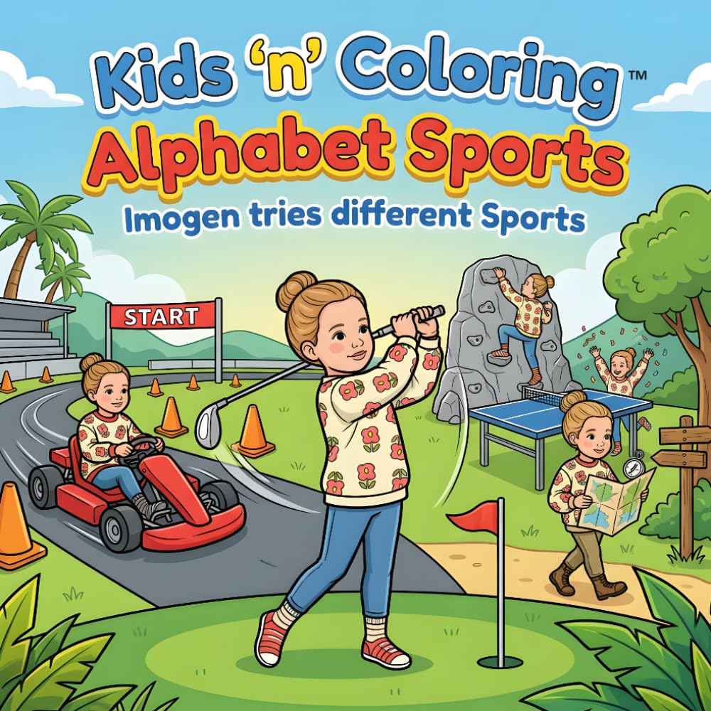 Kids ‘n’ Coloring: Alphabet Sports – Imogen tries different Sports: ABC Coloring Book for Toddlers Ages 3+, Learn the Alphabet Playing Sport, ... Book (Kids 'n' Coloring, Alphabet Adventures)