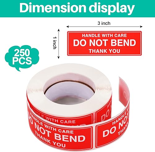 Vista 2 de 2 Rolls Fragile Stickers and Do Not Bend Stickers,Warning Labels for Shipping and Moving (1"x 3")