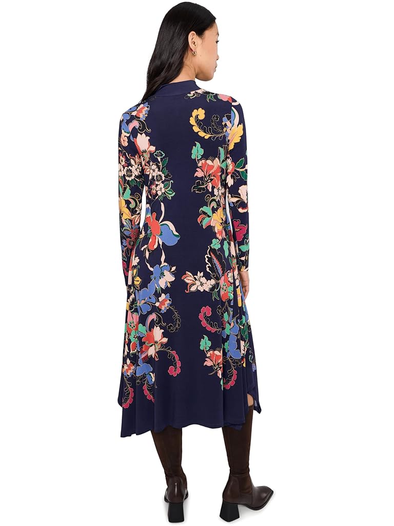 Blue Johnny Was The Janie Favorite Hankerchief Hem Mock Neck Dress