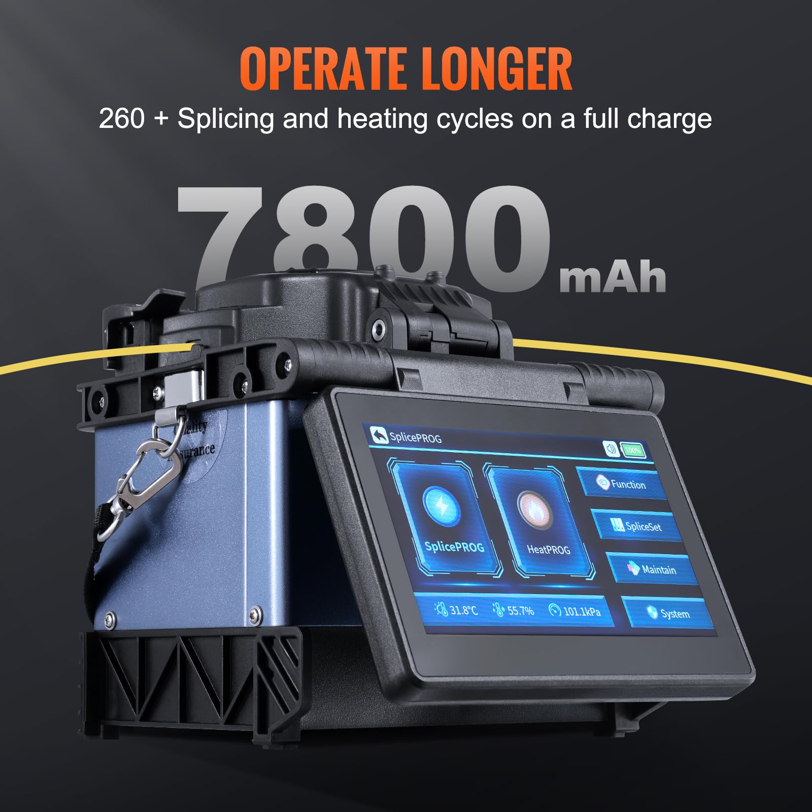 VEVOR Empalmador de Fibra Óptica de 6 Motores, Alineación de Núcleo, 7800 mAh, 146x131x152 mm