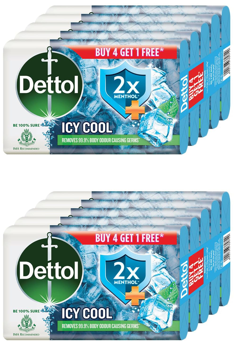 Dettol Icy Cool Bathing Soap Bar With 2x Menthol (625gm), 125gm, Pack of 10-image-12