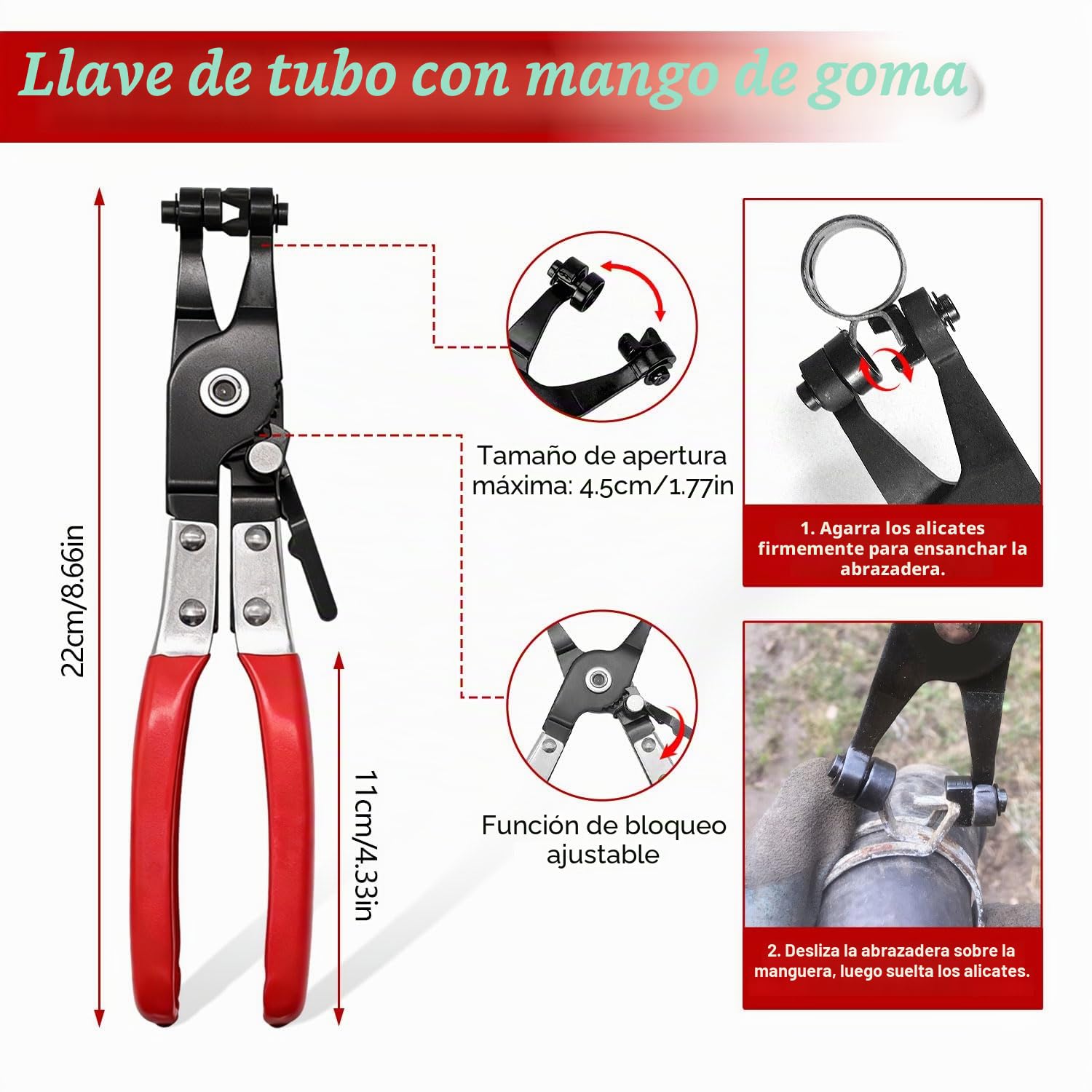 Juego de 4 Alicates Abrazaderas Coche Profesional con Alicate circlips Alicate Corte Alicates Tubos Acero Carbono Alta Resistencia para Abrazaderas Metalicas para Tubos Ferramentas Mecanica Auto