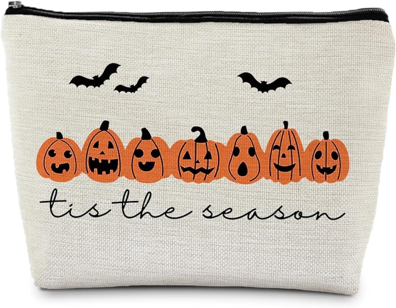 Necessaire de maquiagem ignytiger com estampa de abóbora Pumpkin, fechamento por zíper