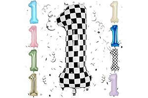 Checkered Black Primer Number Balloon (40" 1)