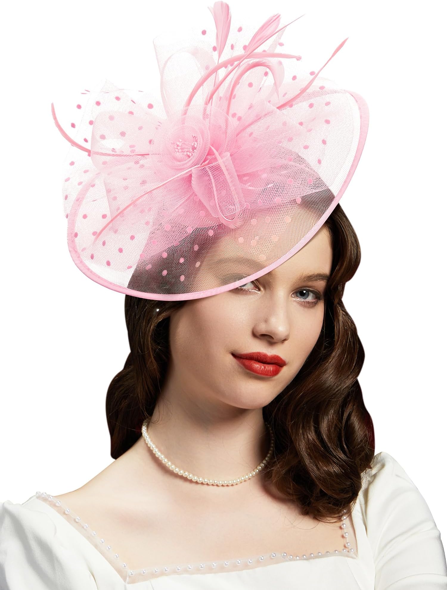 Cizoe Fascinators Hats for Womens 50s Headwear with Veil Flower Cocktail Wedding Tea Party Church Derby Hat