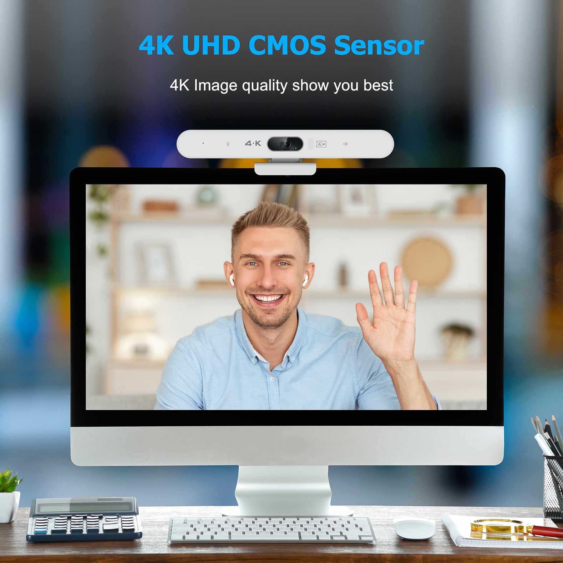Telecamera per sala conferenze, webcam per conferenze AI 4K con microfono e