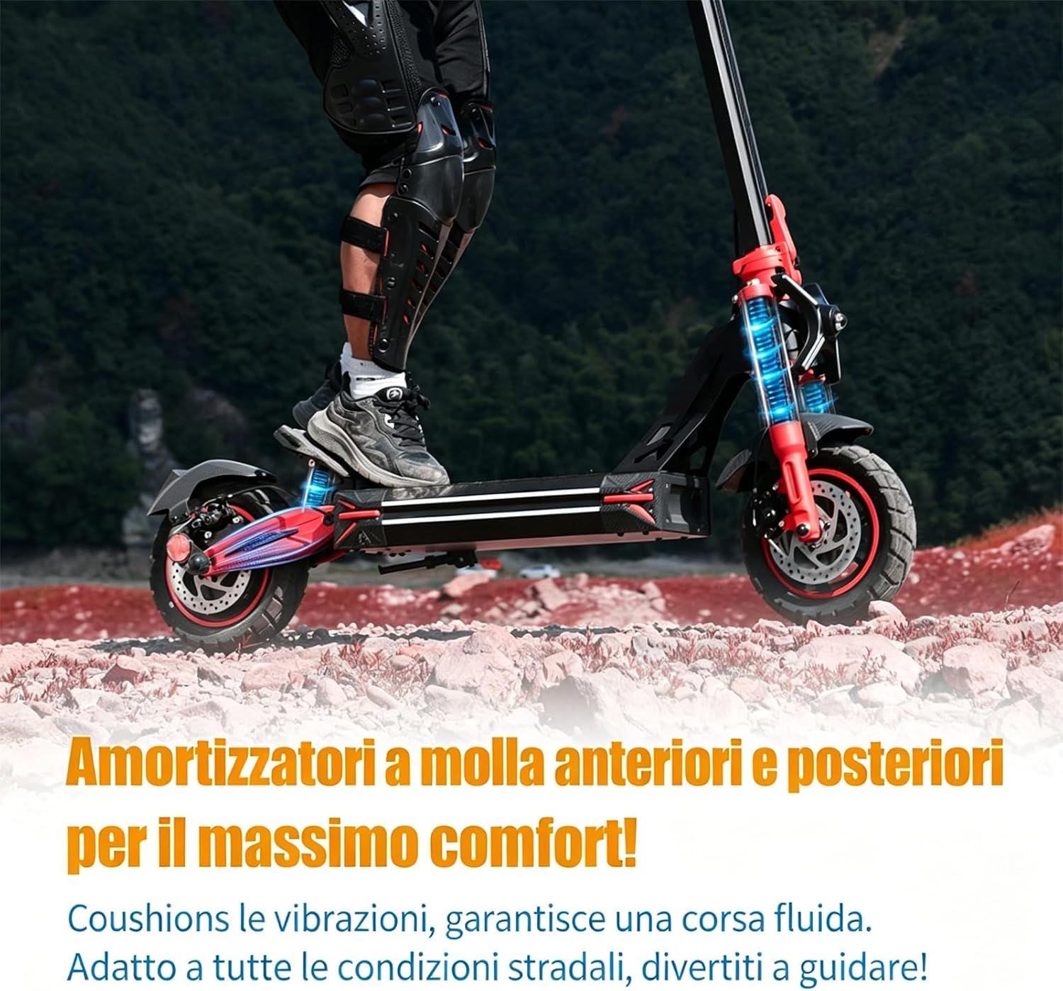 V4MAX Monopattino Elettrico per Adulti, 52V 23Ah, 45-55Km di Autonomia | Limite Di Velocità Sbloccabile,Display HD,Pneumatici 10",Sblocco NFC,Doppia Sospensione&Freno a Disco,Supporto per Telefono