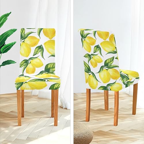 Miniatura 4 de WELLDAY Fundas para sillas de comedor, diseño de limones amarillos, lavables, extraíbles para el hogar, restaurante, hotel, ceremonia, banquete,