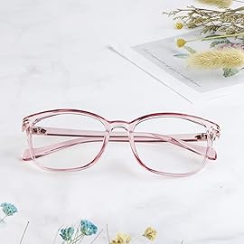 LifeArt Blue Light Blocking Glasses, Anti Eyestrain, Computer Reading Glasses, Gaming Glasses, TV Glasses for Women, Anti Glare (Clear Pink, 3.25 Magnification)