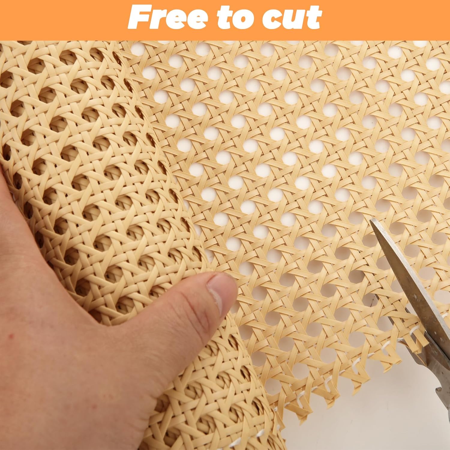 Ghligna 16" Width Rattan Webbing Roll 6.56 Feet, Cane Webbing Material for DIY Home Decor Projects, Plastic Woven Open Mesh Cane Synthetic Rattan for Furniture, Chair, Cabinet, Ceiling, Bed, Door