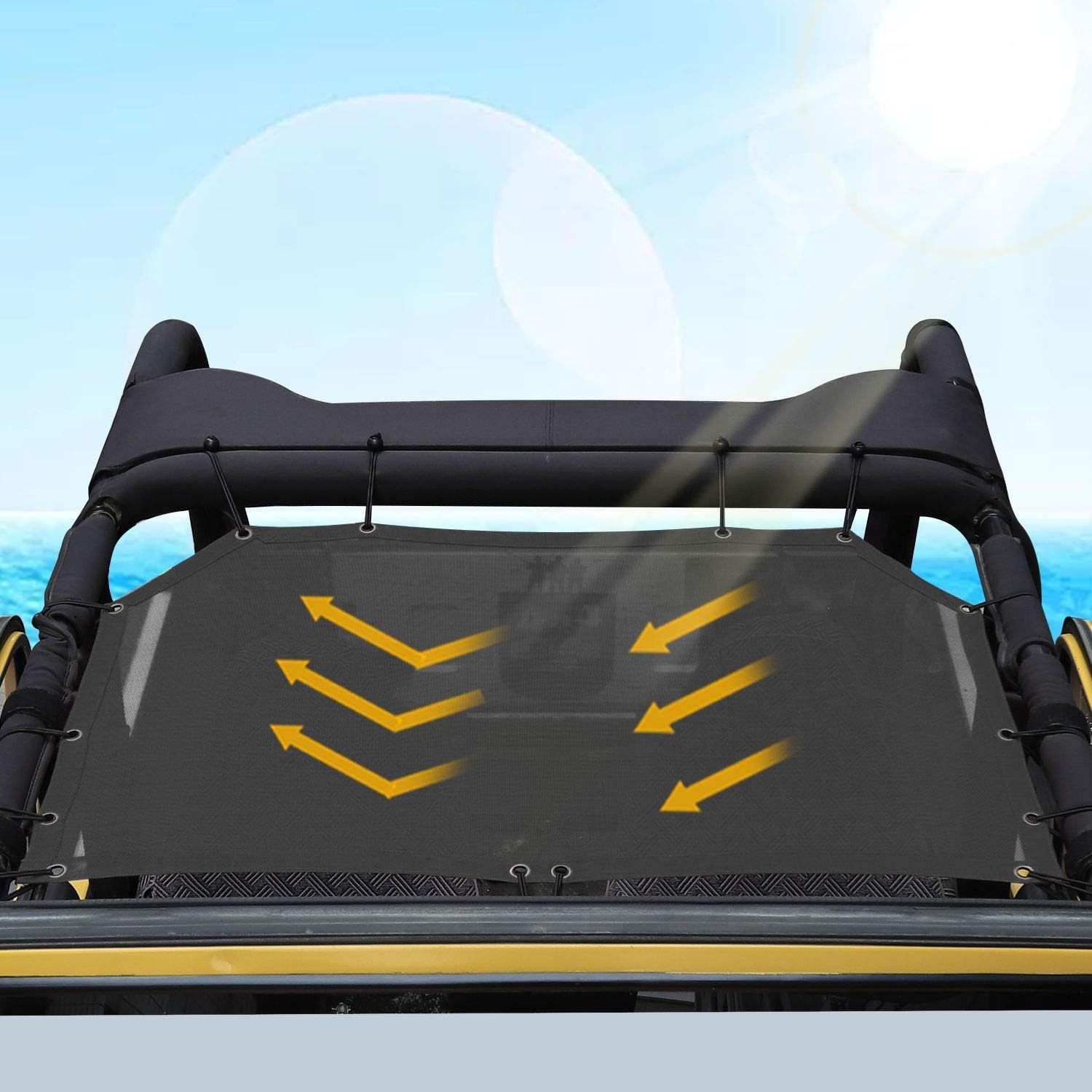 JeCar for TJ Black Mesh Sunshade Bikini Top Sun Shade Cover UV Sun Visor for 1997-2006 Jeep Wrangler TJ Accessories