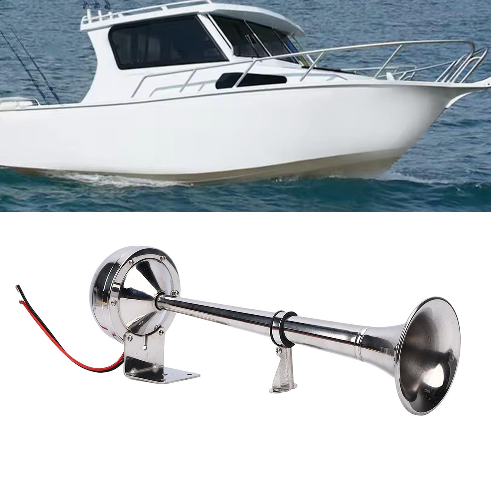Generic Tromba Elettrica per Barca in Acciaio Inossidabile 12V 125db Tromba Elettrica Ad Alto Volume per Pickup per Autobus RV per