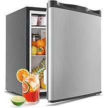 Feelfunn Mini Fridge with Freezer - 1.7 Cu.Ft Single Door Mini Refrigerator with Adjustable Thermostat, Low Noise, Energy Saving, Small Fridge for Bedroom, Apartment, Dorm, Classroom, Office - Silver