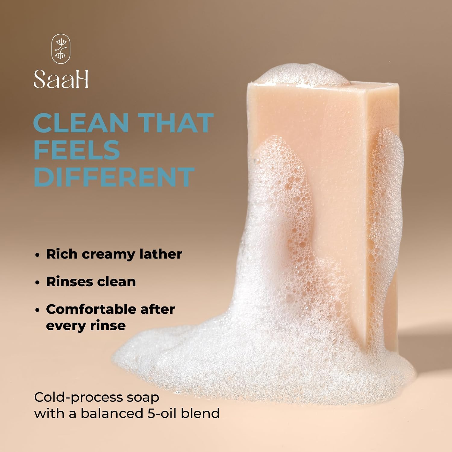 SAAH Cotton Cloud Thai Rice Soap Bar 5 oz – Gentle Soap for Sensitive Skin, Doesn't Strip or Dry | Cold Process with Hom Mali Rice & Lakoocha | Rice Milk Vanilla | Face & Body image 2