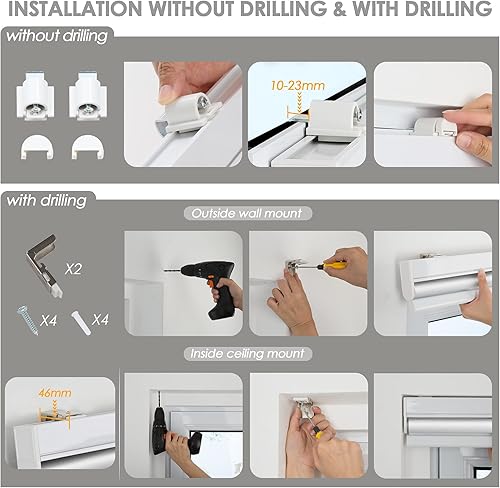Miniatura 5 de Allesin Persianas enrollables motorizadas compatibles con Alexa para ventana, persianas inteligentes 70% opacas inalámbricas con control remoto,