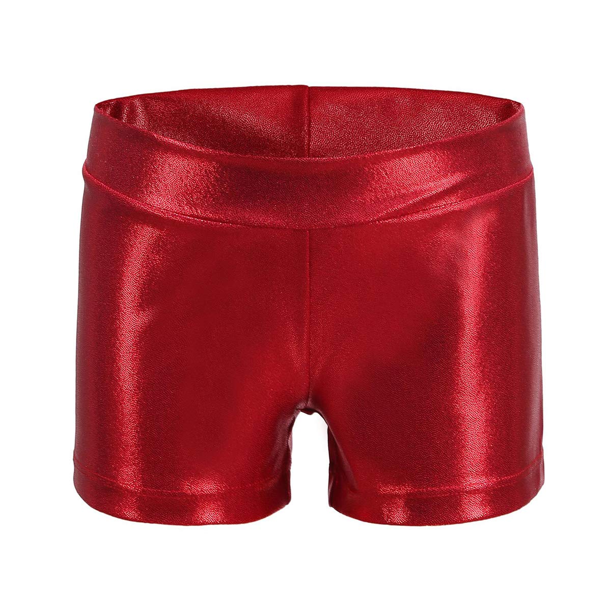 Dtone Girls Shorts for Dance Gymnastics Leotards Athletic Shorts Sparkle Glitter Shiny Sports Fitness Hot Pants Red