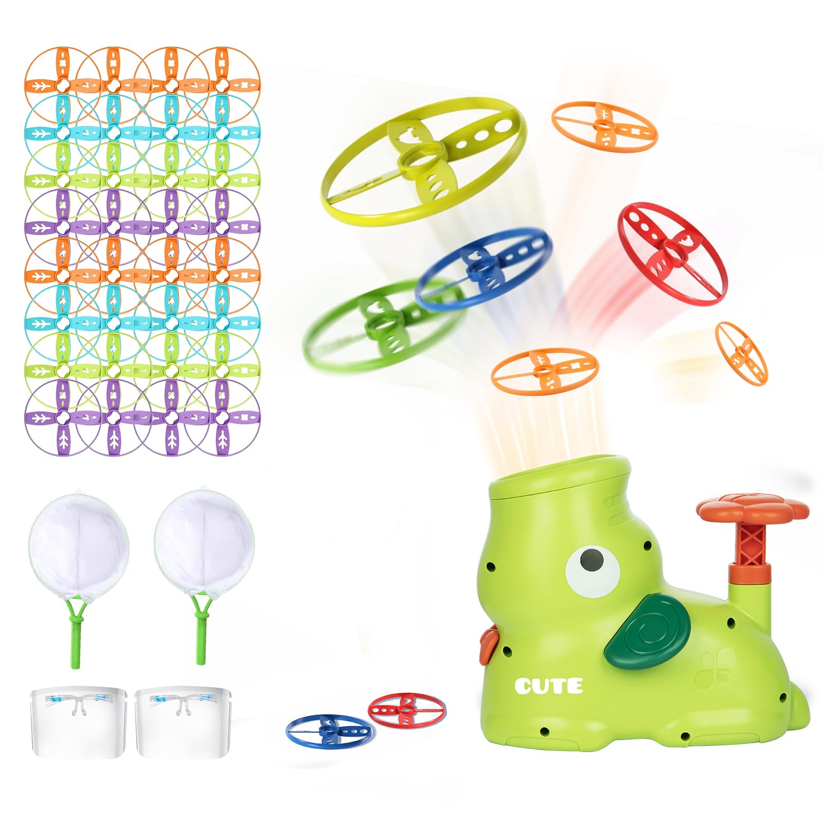 Outdoor Toys for Ages 3+, Elephant Butterfly Catching Game - Flying Disc Launcher, Outdoor Outside Toys for 3-5 4-8 6-8 Year Old Boys Kids,Boys Girls Christmas Birthday Fun Gifts Idea