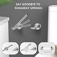 Vista 2 de Newfun Soporte de papel higiénico de níquel cepillado, SUS 304 de acero inoxidable ajustable, doble poste pivotante, soporte de pared para baño